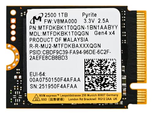 Amazon | Micron 1TB 2500 M.2 2230 PCIe Gen 4.0x4 NVMe SSD 最大